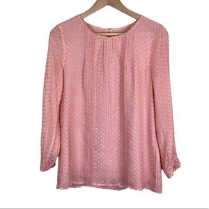 JCrew Pink Swiss Dot Crew Silk Blend Blouse Top in size 0